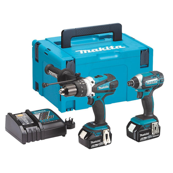 Makita Twin Pack Cordless Combi Drill Impact Driver DLX2145TJ 18V 2x5.0Ah Li-Ion - Image 1