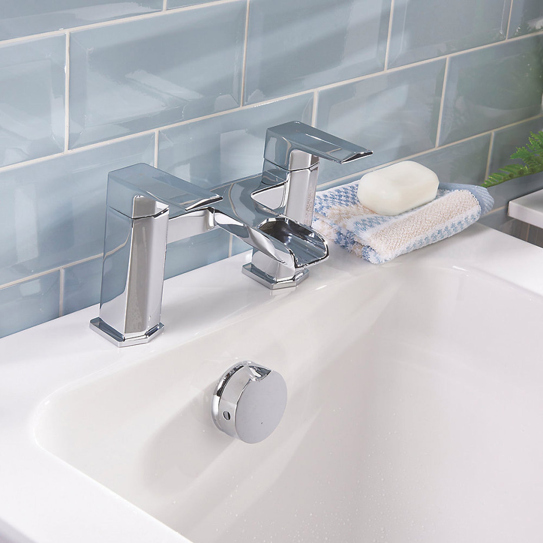 Bristan Bath Filler Tap Mixer Chrome Double Lever Brass Waterfall Faucet - Image 2