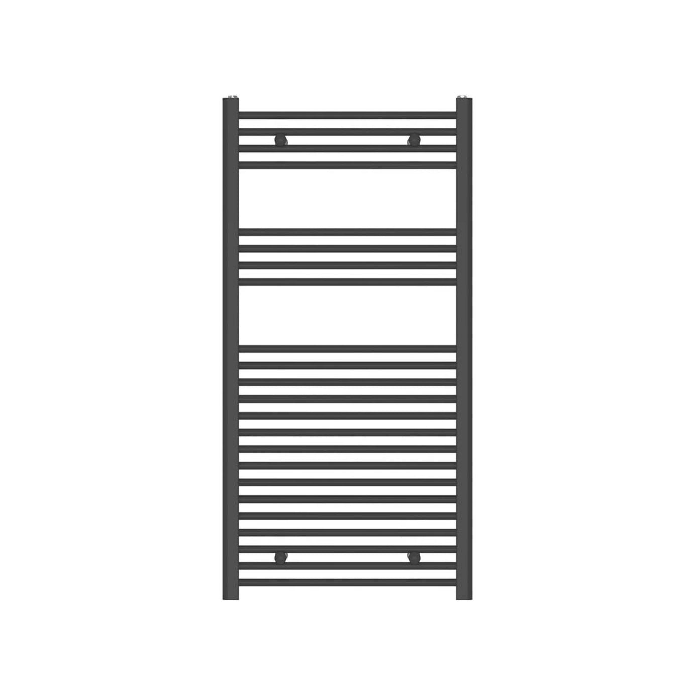 Towel Rail Radiator Black Flat Steel Bathroom Warmer Ladder 616W (H)120x(W)60cm - Image 1