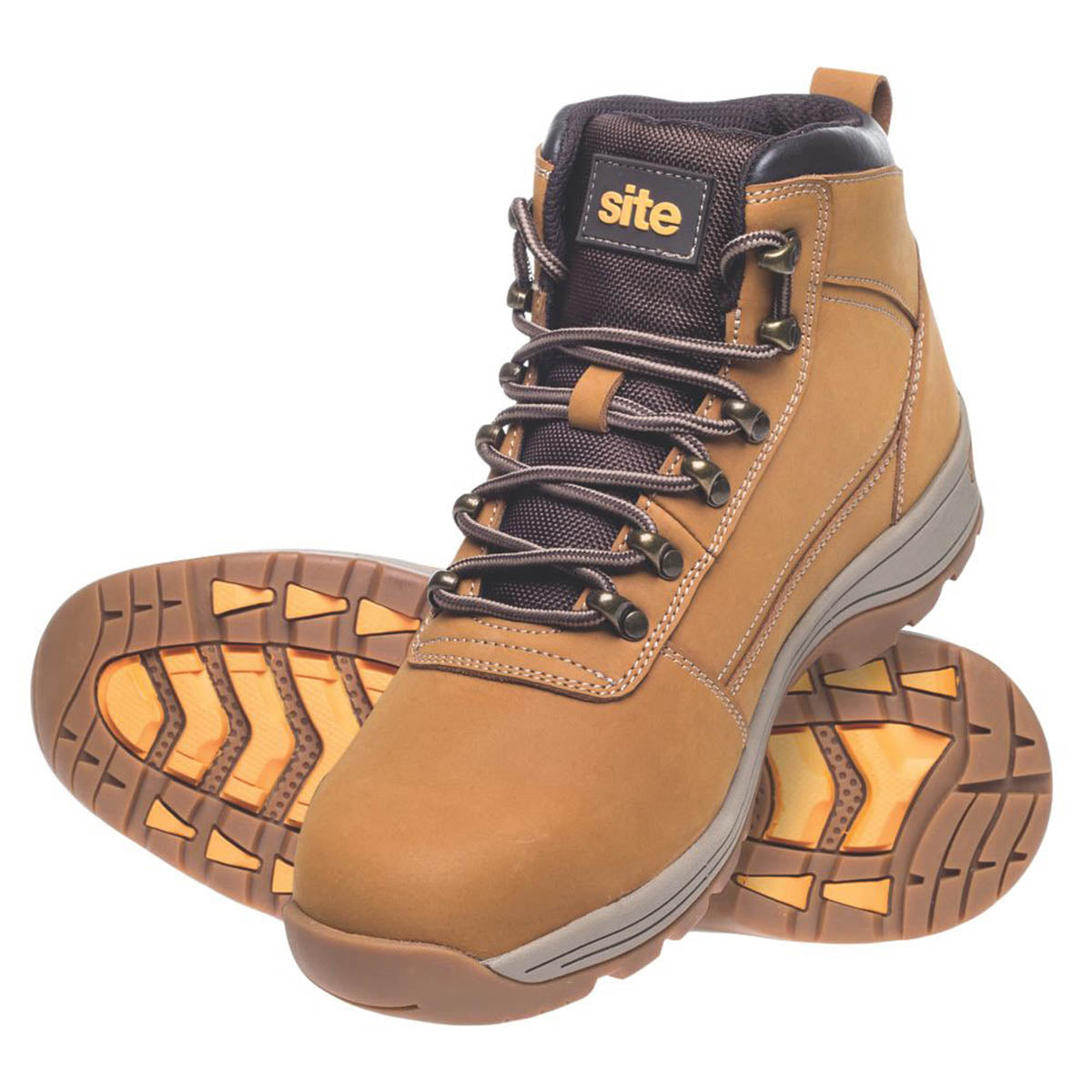 Site Safety Boots Mens Wide Fit Leather Lightweight Shoes Steel Toe Size 8 - Image 1