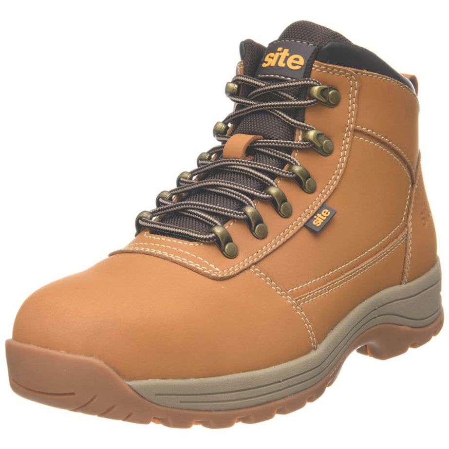 Site Safety Boots Mens Wide Fit Leather Lightweight Shoes Steel Toe Size 8 - Image 6