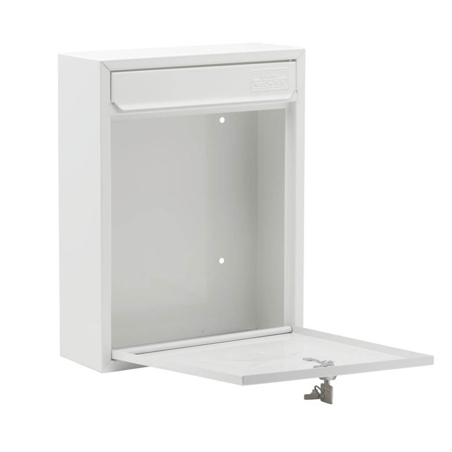 Burg-Wachter Post Box Compact Letterbox White Powder-Coated Steel 2 Keys - Image 2