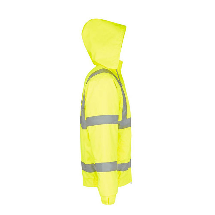 Site Hi Vis Pilot Jacket Mens Yellow Waterproof Workwear Hood Large 52" Chest - Image 4