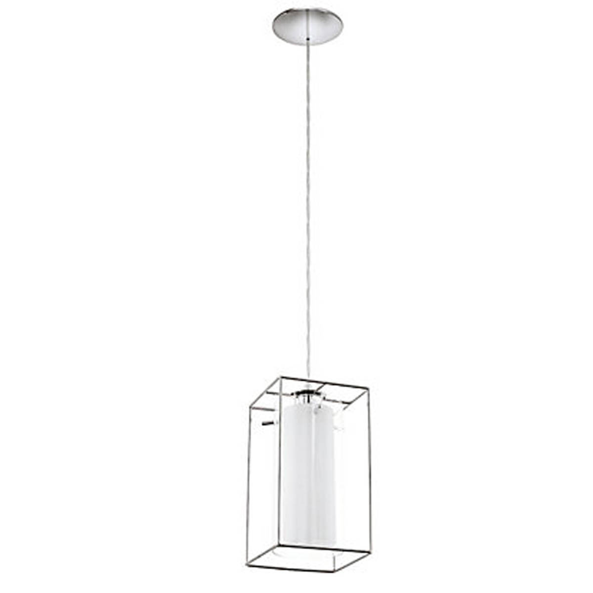 Pendant Ceiling Light Chrome Clear Glass Wire Frame Cage Modern Hanging - Image 1