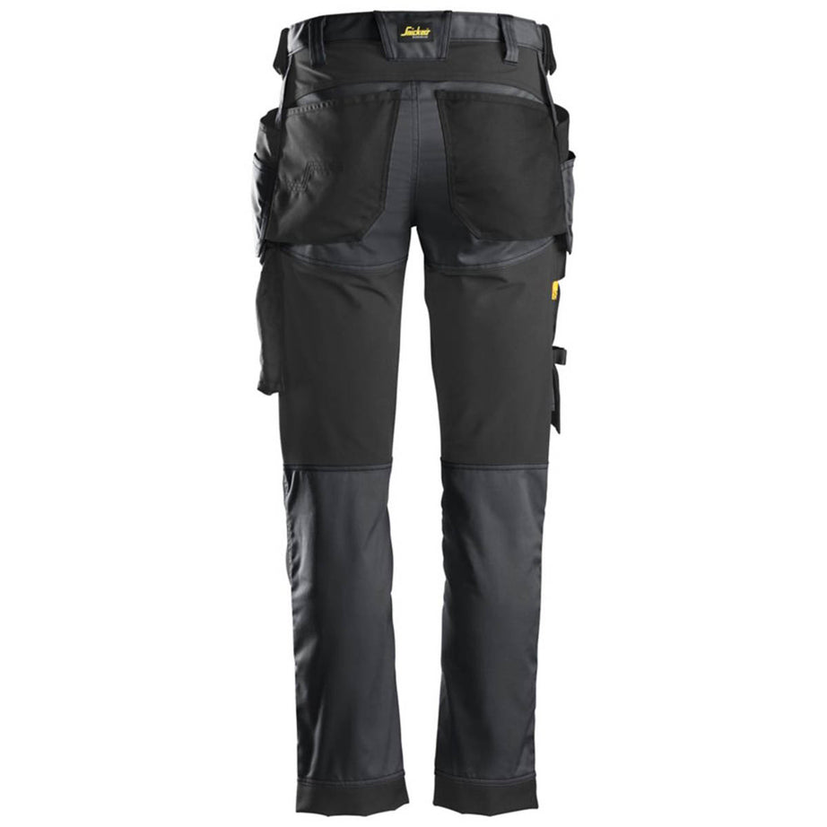 Snickers Work Trousers Mens Slim Fit Grey Black Stretch Multi Pockets 31"W 30"L - Image 2