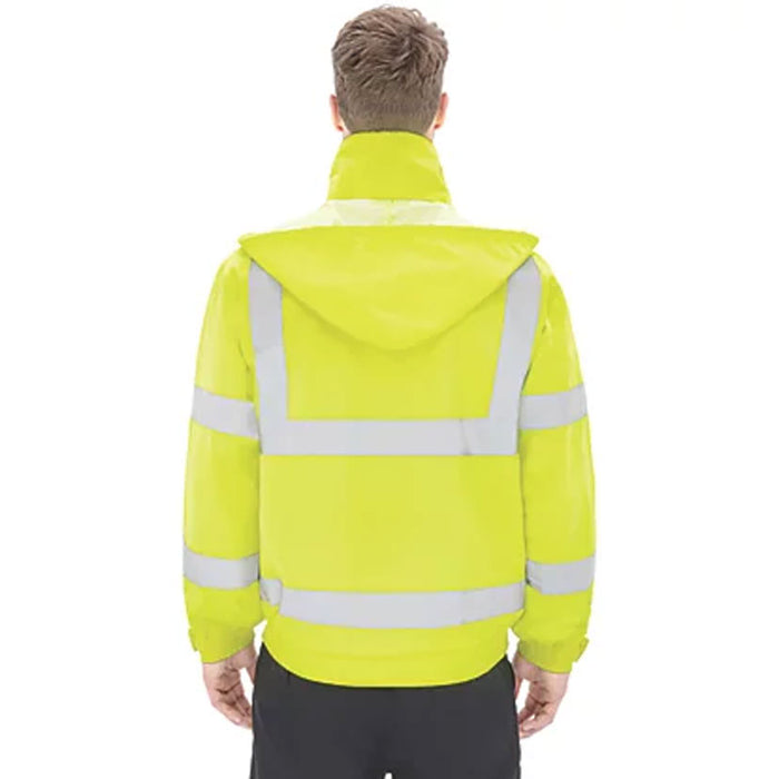 Hi-Vis Safety Jacket Yellow Bomber Waterproof Reflective Zip Large 52" Chest - Image 2