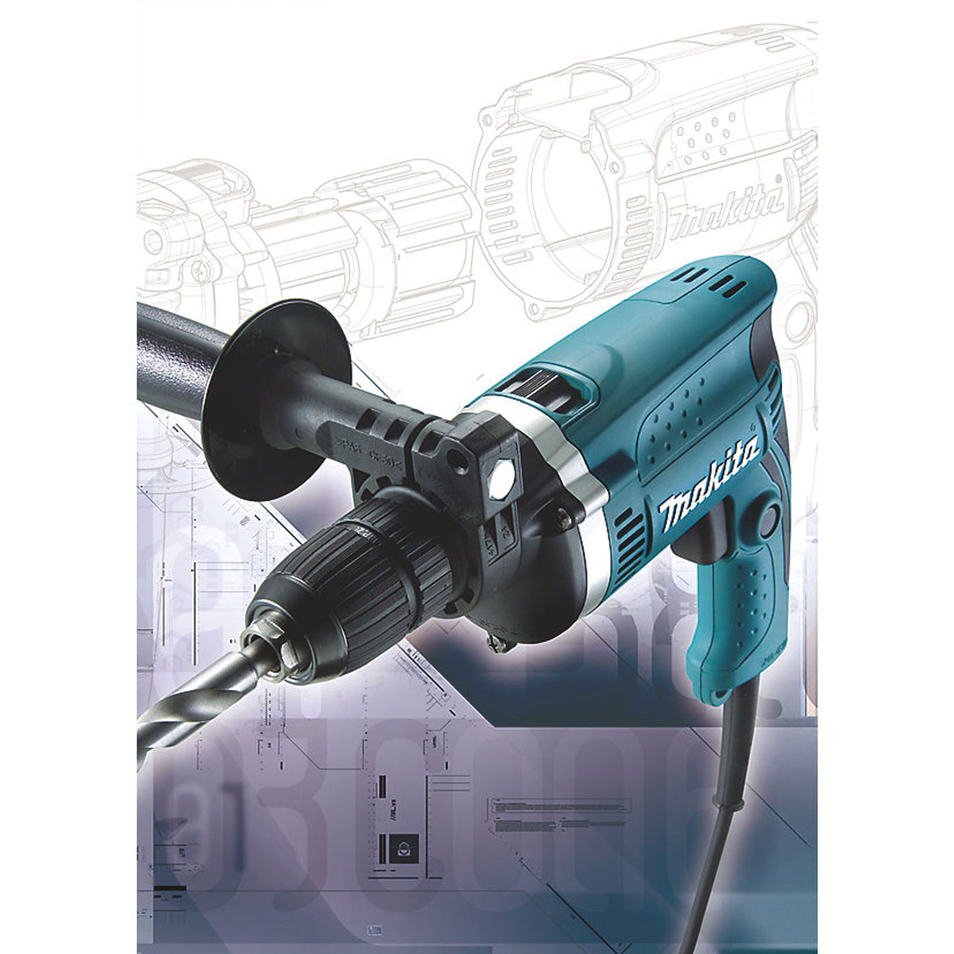 Makita Percussion Drill HP1631K/2 Electric Brushed Keyless Chuck Case 710W 240V - Image 5