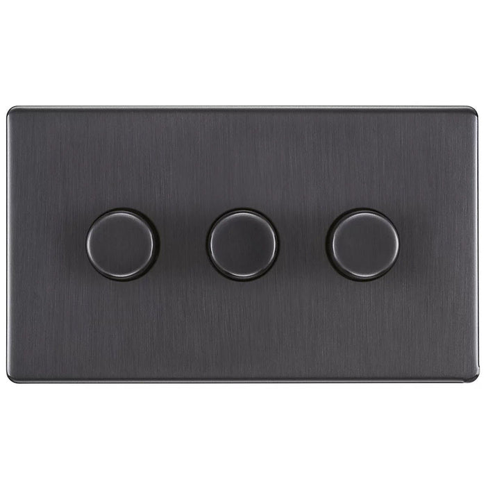 LAP Dimmer Switch LED 3 Gang 2 Way Screwless Flat Slim Push Grey 240V - Image 2