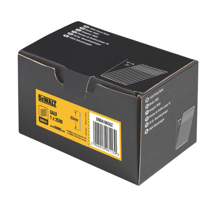 DeWalt Galvanised Angled Finish Nails 16ga x 63mm 2500 Pack - Image 3