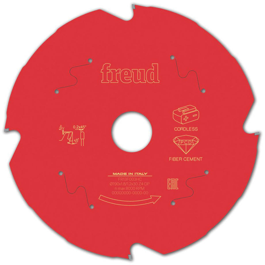 Freud Circular Saw Blade F03FS10097 190x30mm 4T Fibre Cement Drywall Boards - Image 1