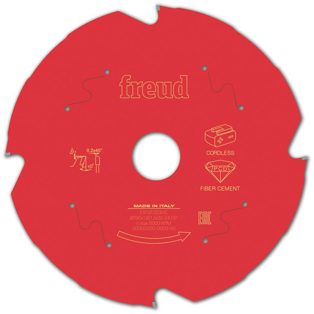 Freud Circular Saw Blade F03FS10097 190x30mm 4T Fibre Cement Drywall Boards - Image 1