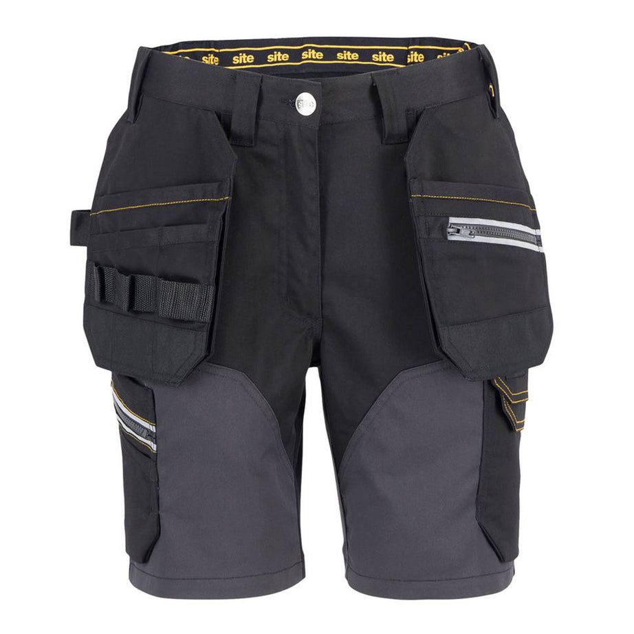 Site Work Shorts Womens Regular Fit Black Grey Multi Pockets Stretch Size 14 - Image 2