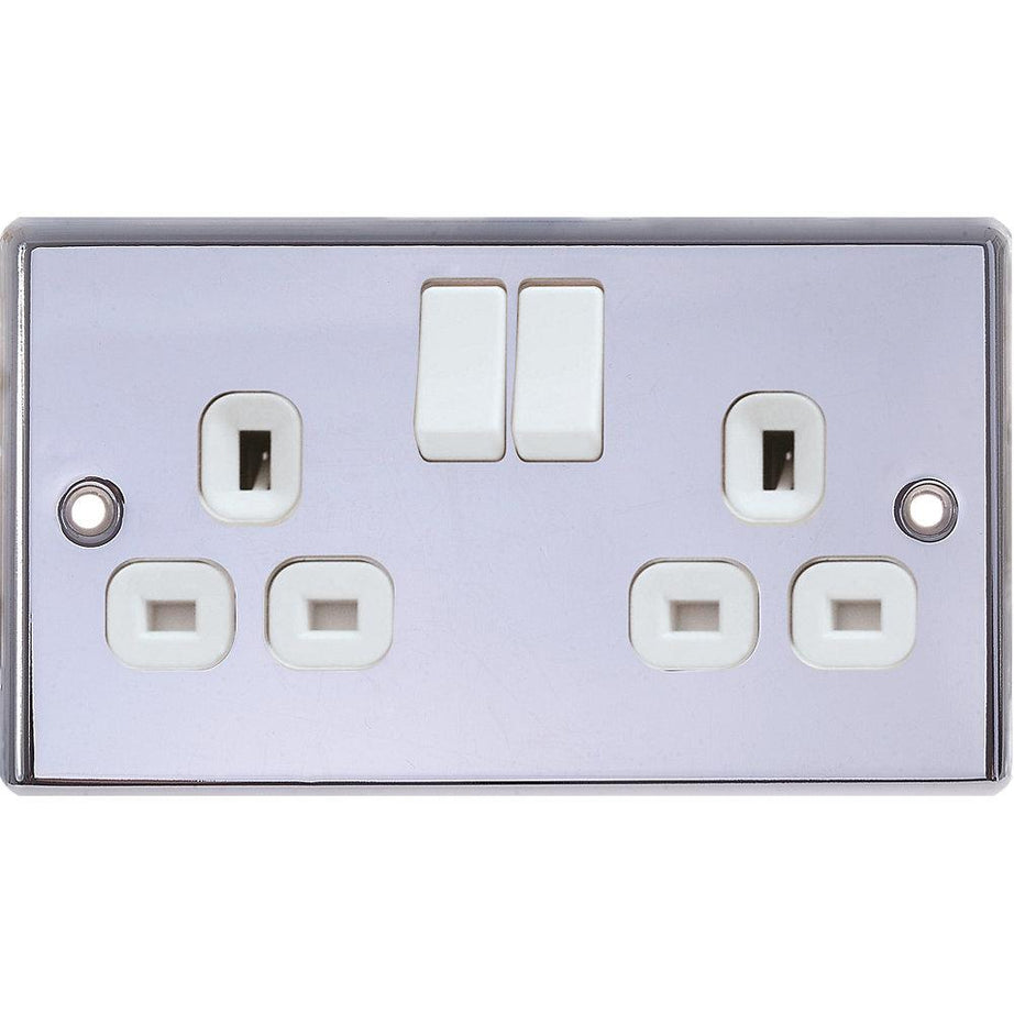 LAP Sockets Switched Plug 13A 2-Gang SP Polished Chrome Pack of 5 - Image 3