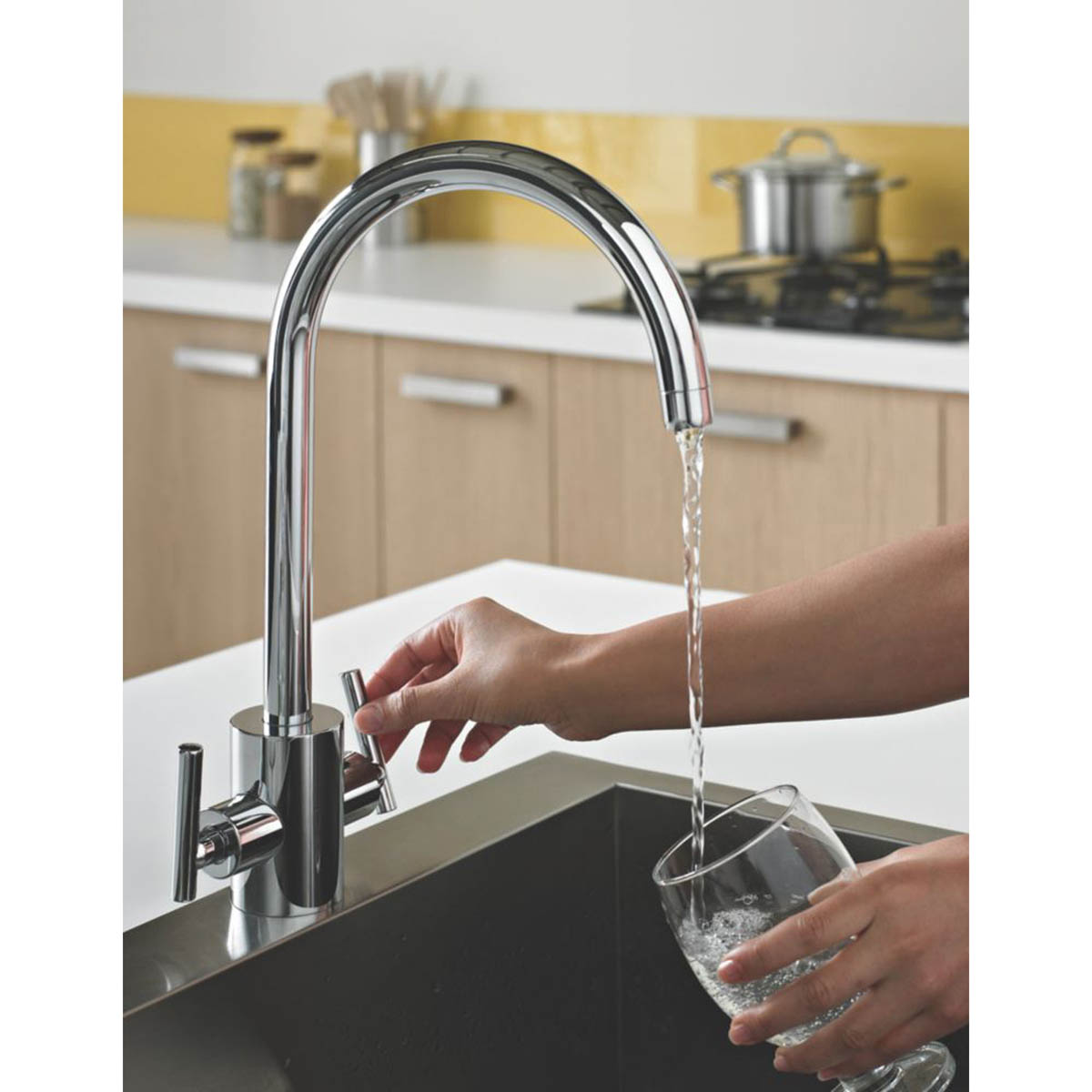 Bristan Kitchen Tap Mono Mixer Chrome Double Lever Swivel Spout Modern Faucet - Image 2
