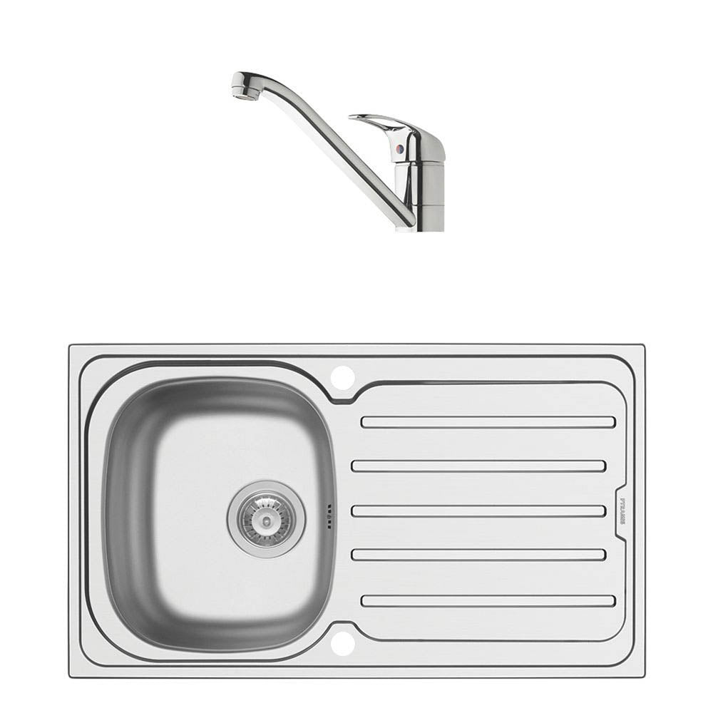 Swirl Kitchen Sink And Tap Pack Single Lever 1 Tap Hole Waste Rectangular 1 Bowl - Image 2