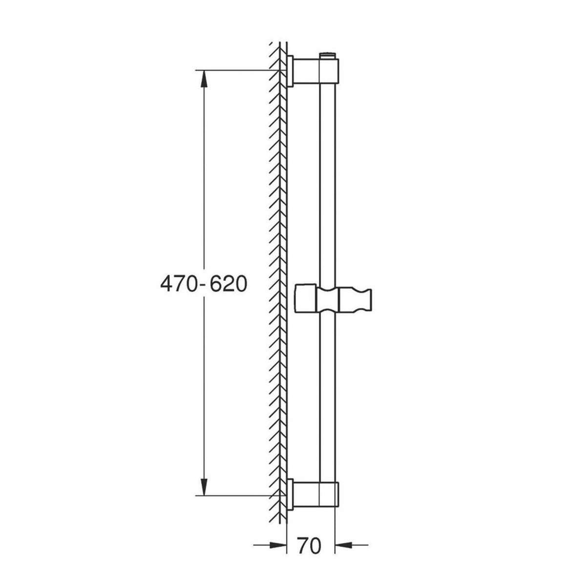 Grohe Shower Riser Rail Vitalio Universal Slim Chrome Adjustable Glider 620mm - Image 2