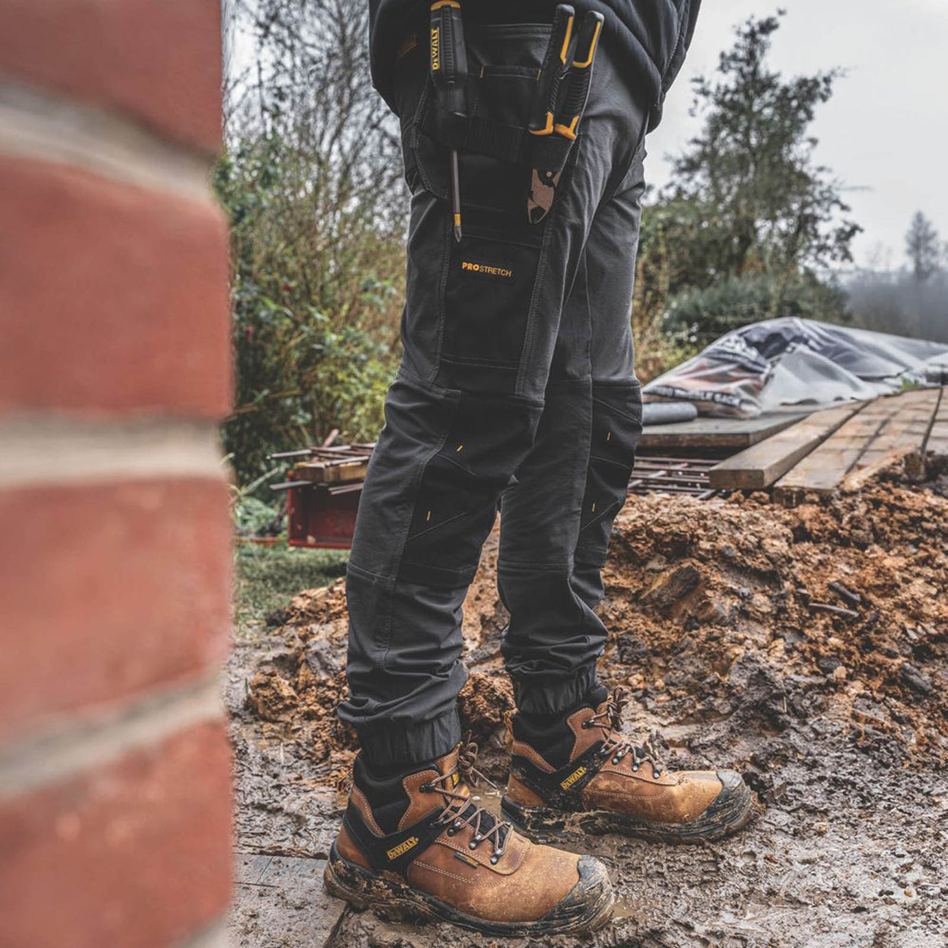 DeWalt Work Trousers Mens Slim Fit Grey Black Breathable Multi Pockets 36W 31L - Image 6