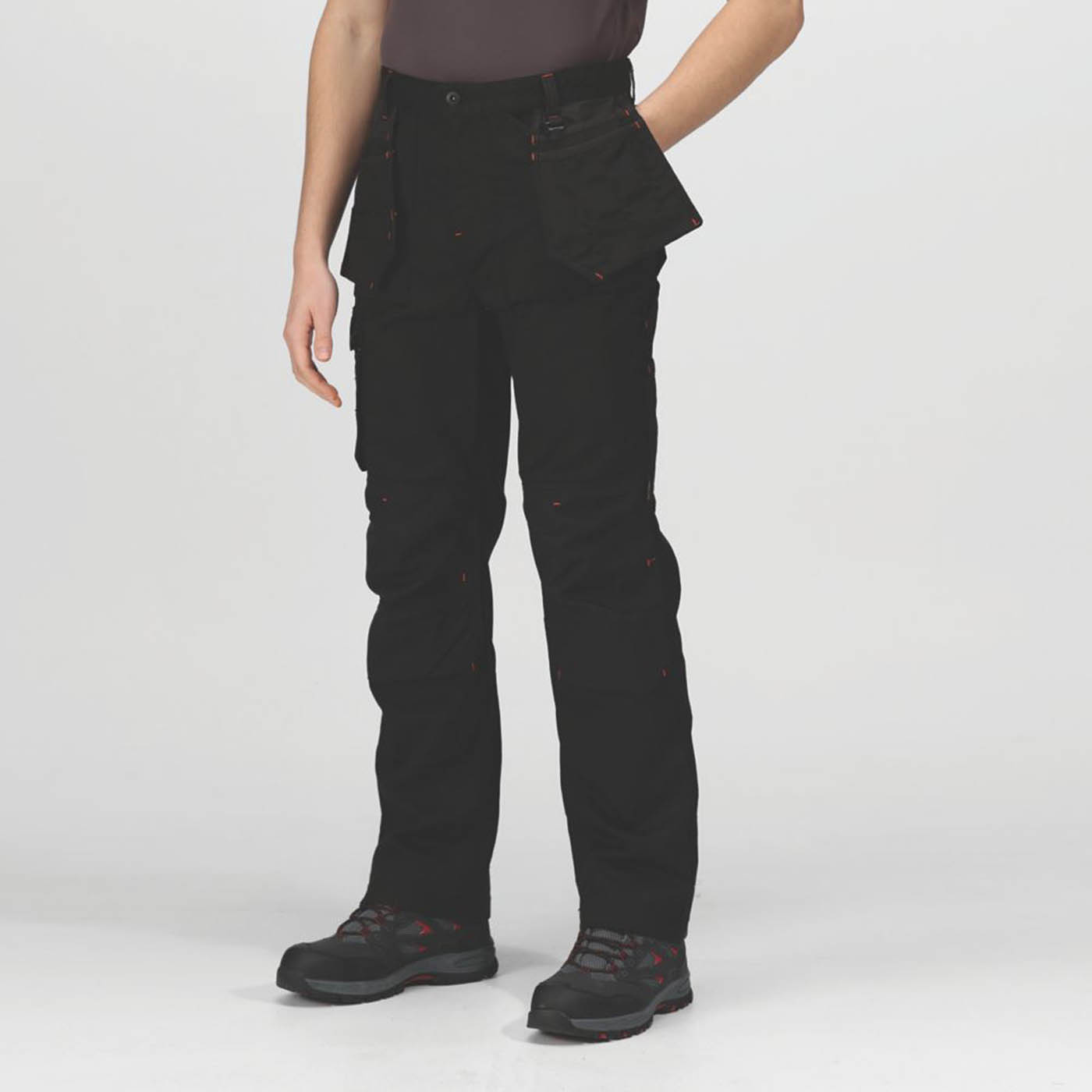 Regatta Work Trousers Mens Classic Fit Black Multi Pockets Cargo 32W 31L - Image 3