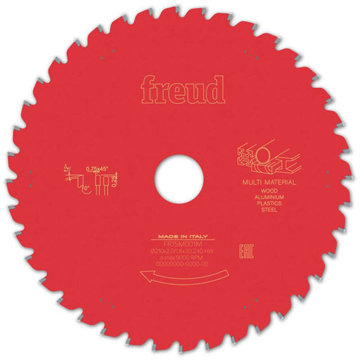 Freud Circular Saw Blade F03FS09886 Fine Clean Cut 40T MultiMaterial 210x30mm - Image 1