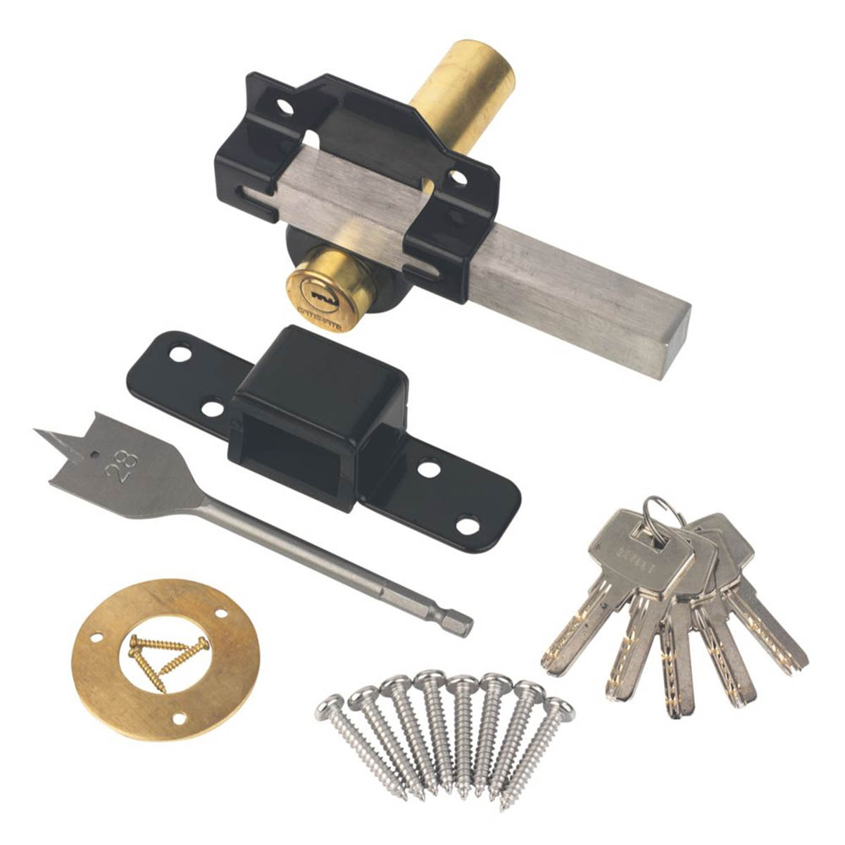 GateMate Long Throw Lock Double 70mm Black Stainless Steel Round Durable 154mm - Image 2