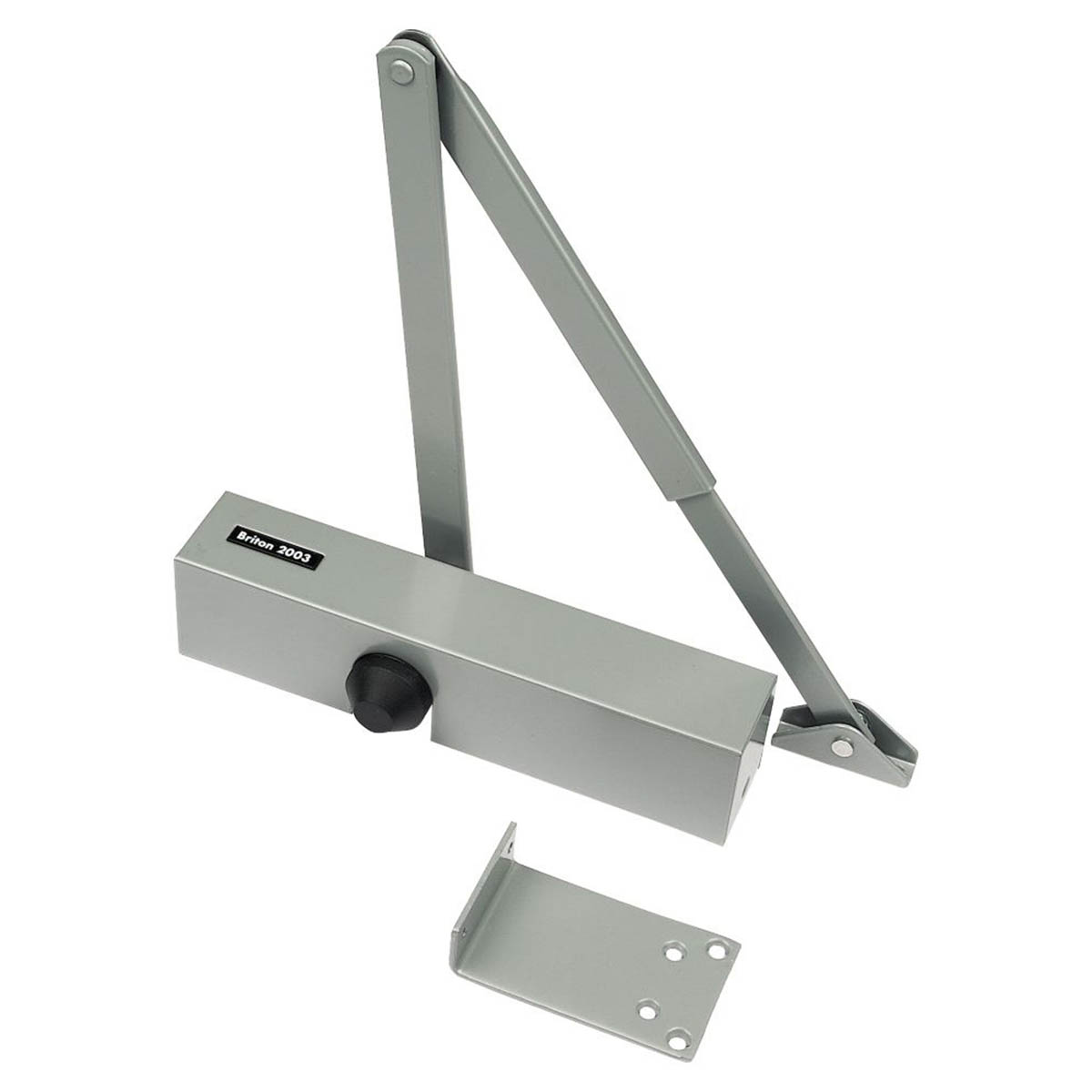 Briton Overhead Door Closer Silver 2003.SES Fixed Fire Rated Medium Duty Size 3 - Image 1