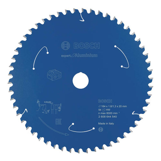 Bosch Circular Saw Blade Expert 54 Teeth 184x20mm Multi Material Extra Fine Cut - Image 1