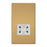 Shaver Socket 2-Gang Dual Voltage 115 / 230V Brushed Brass White Inserts Slim - Image 1