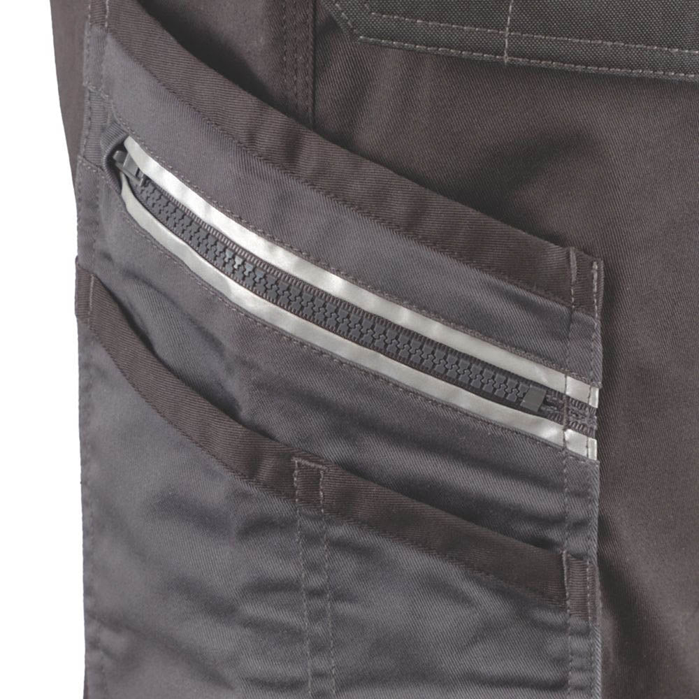 Site Work Trousers Mens Regular Fit Grey Black Multi Pocket Stretch 36"W 32"L - Image 6