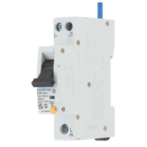 BG Compact RCBO Circuit Breaker Type C 10A 30mA 1+N Single Phase 6 kA - Image 1