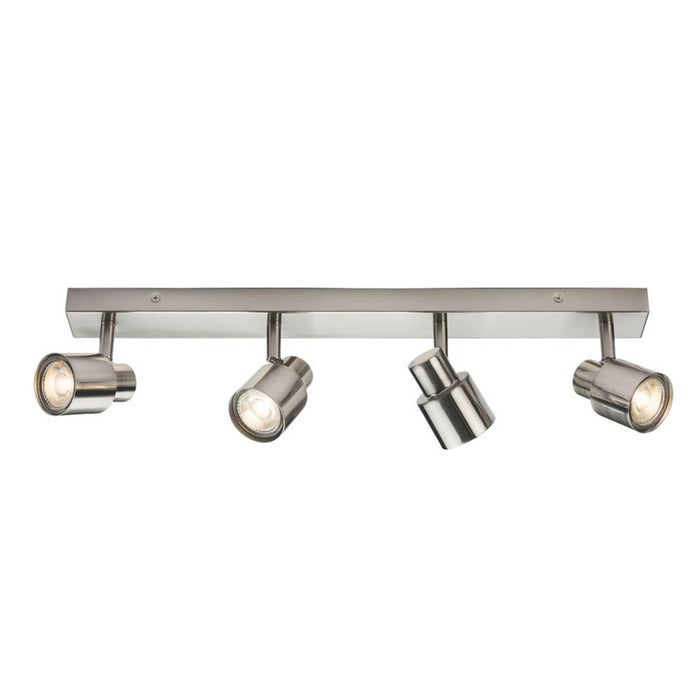 Ceiling Spotlight Bar 4-Way Quad GU10 Brushed Chrome Multi Arm Adjustable Heads - Image 1