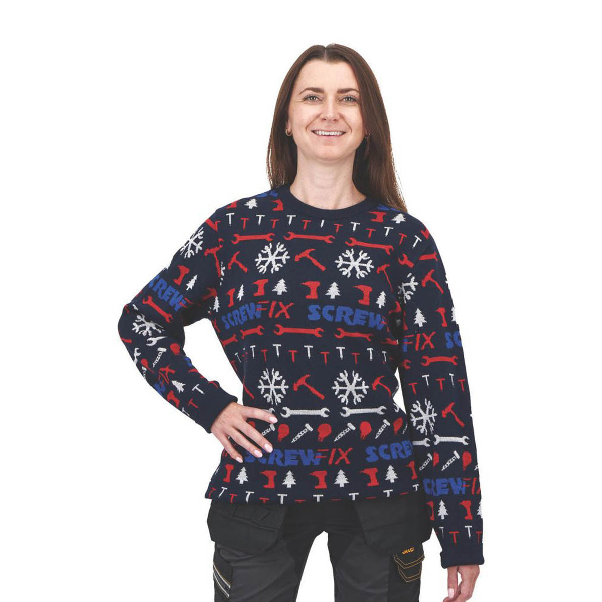 258 Site Christmas Work Jumper Mens Blue Pullover Sweatshirt Large 45in Chest - Image 4