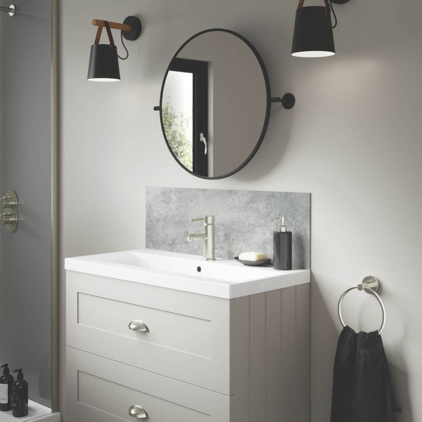 Splashwall Vanity Splashback Matt Grey Durable Waterproof 250mm x 800mm x 4mm - Image 1