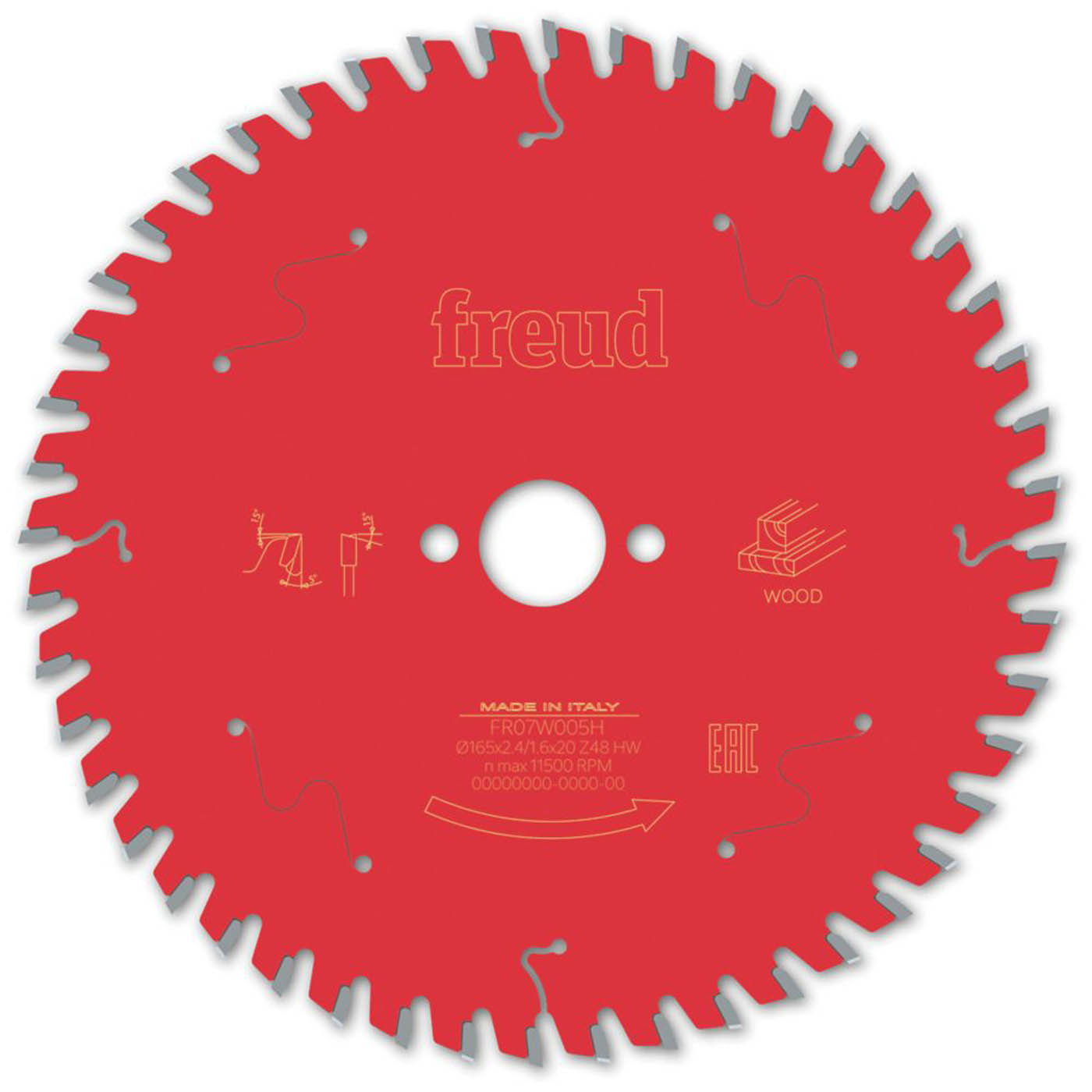 Freud Circular Saw Blade For Wood 48T Carbide Teeth Fine Cut 165mm x 20mm - Image 1