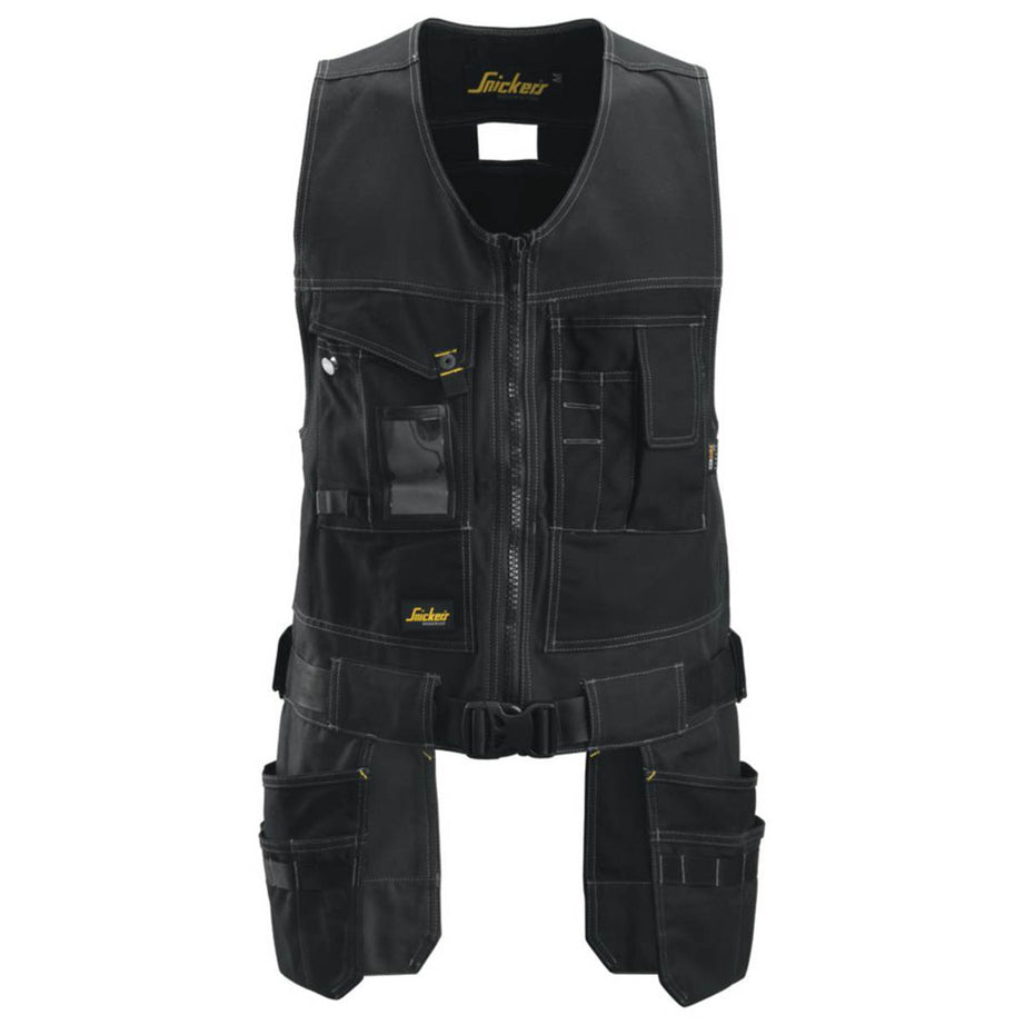 Snickers Mens Toolvest Black 4254 Zip Multi Pockets Durable 2X Large 52" Chest - Image 1