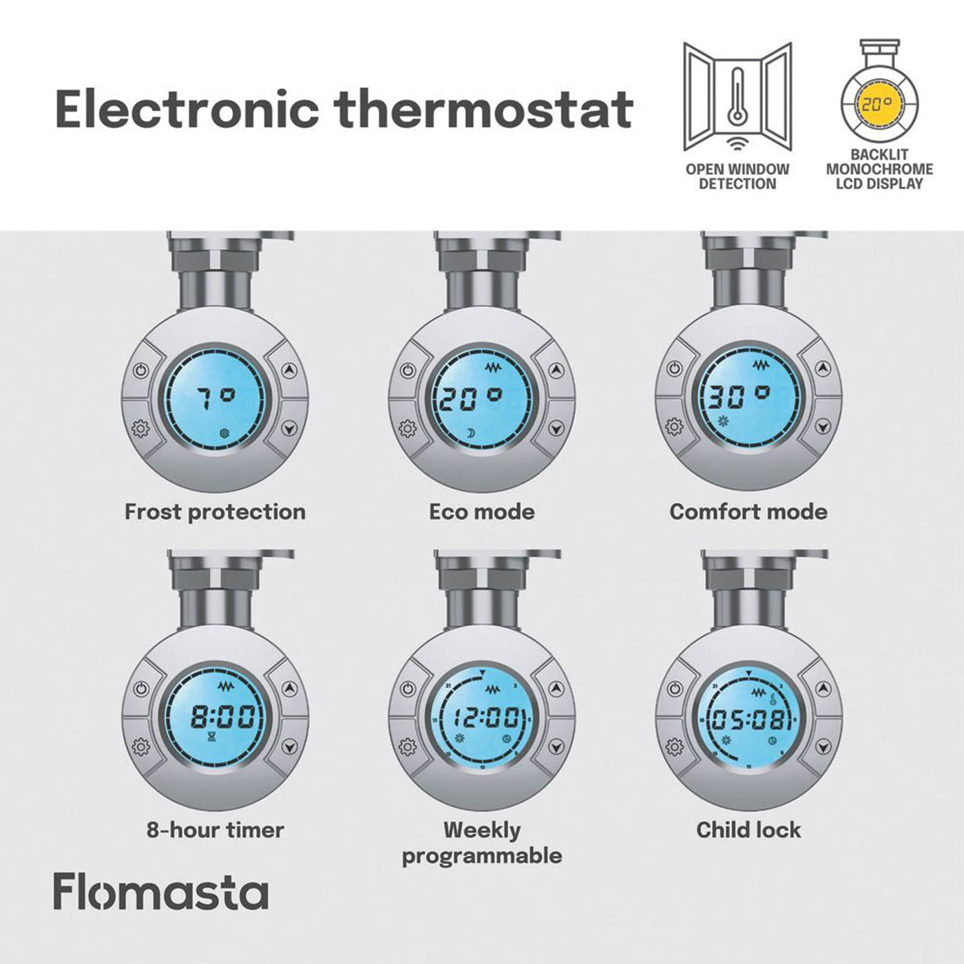 Flomasta Electric Towel Rail Radiator Chrome Flat Bathroom Warmer 180x40cm - Image 6