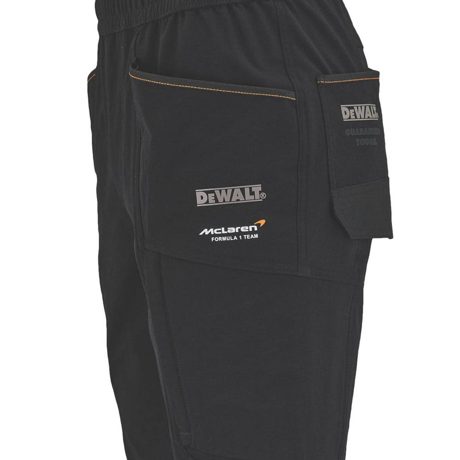 DeWalt Mens Work Shorts Jogger Stretch Black McLaren F1 Team Temple XL 36-44" W - Image 4