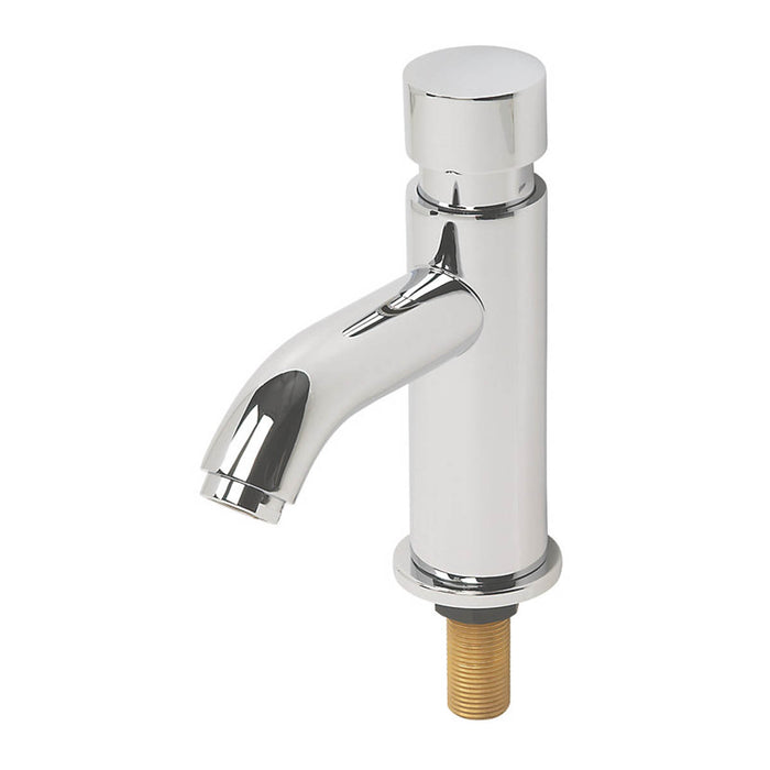 Bathroom Basin Tap Pillar Self-Closing Push Button Non-Concussive Chrome Plated - Image 2