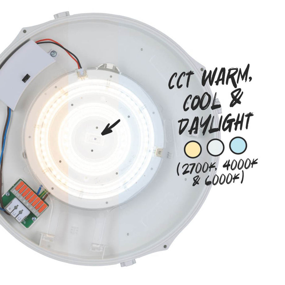 TCP LED Bulkhead Light Indoor Outdoor Emergency Round Microwave Sensor White - Image 3