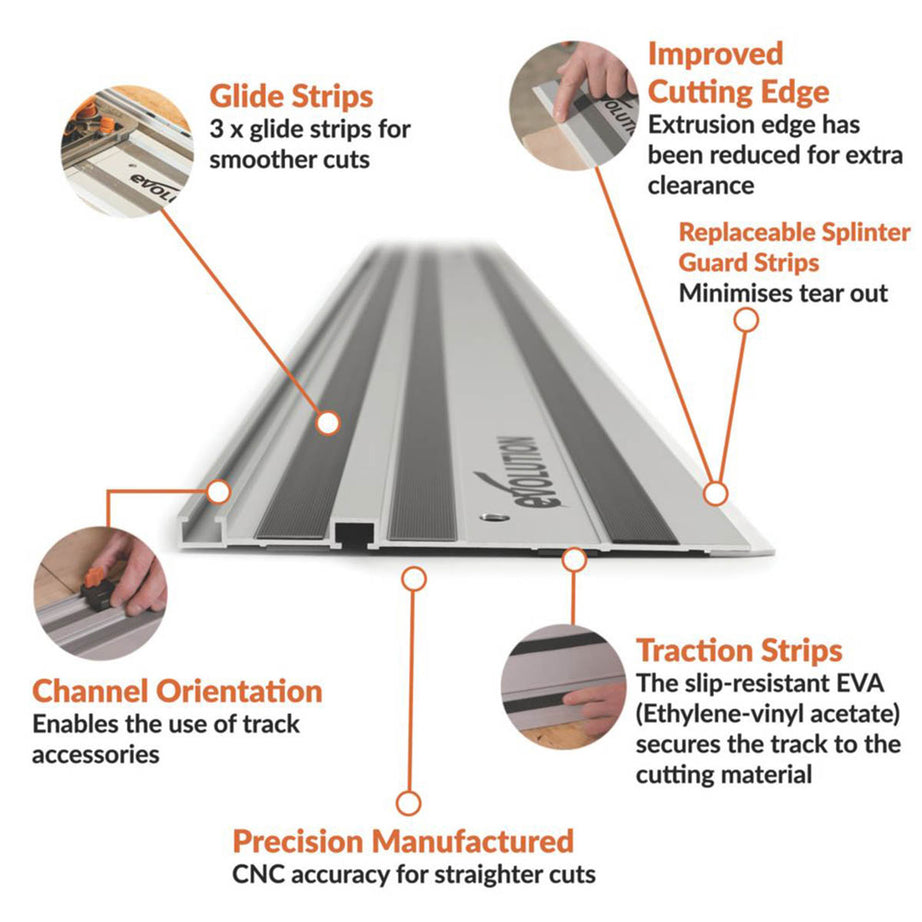 Evolution Circular Saw Guide Rail Set 004-0011 Aluminium Non-Slip 2 x 700mm - Image 2