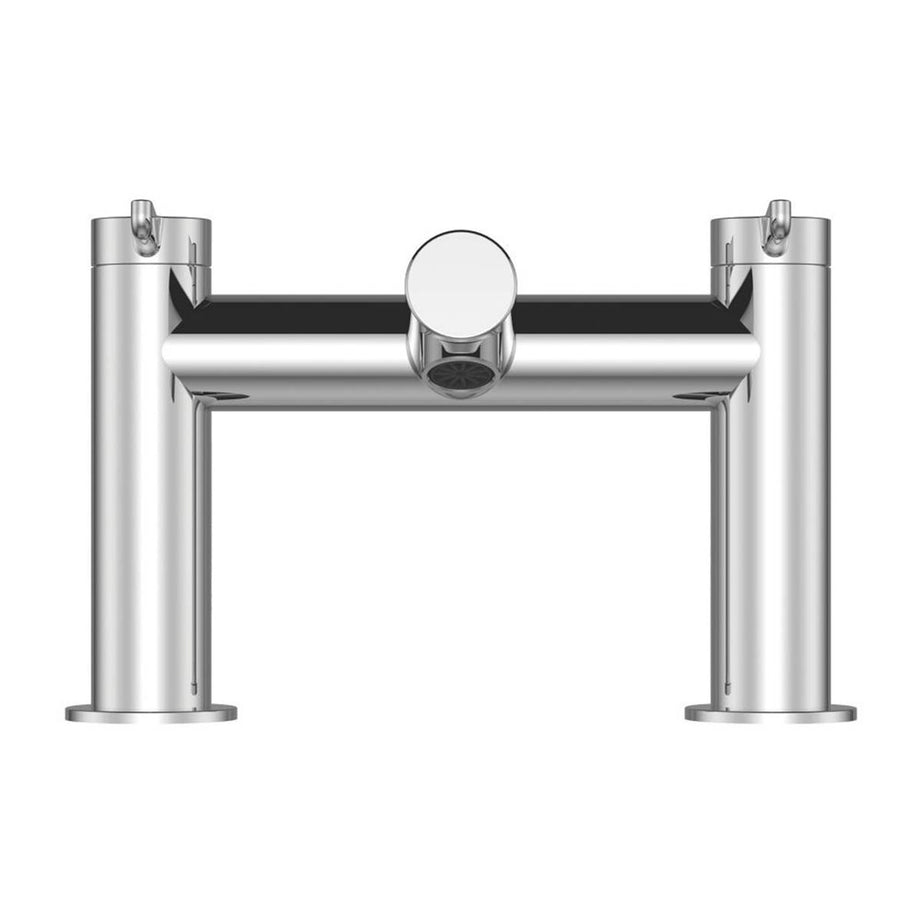 Swirl Bath Mixer Tap Chrome Brass Dual Lever Deck Mounted Round Modern 192mm - Image 2