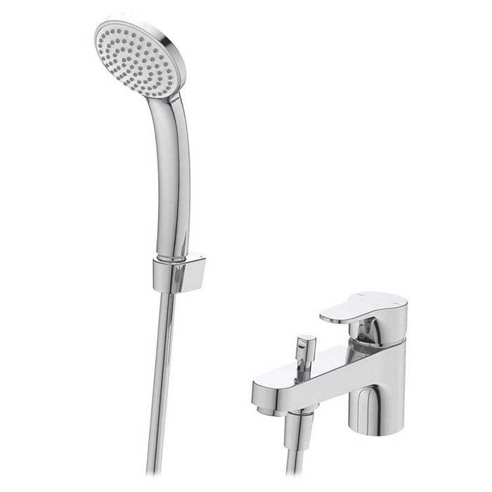 Bath Tap Mixer Shower Set Deck-Mounted Single Lever Chrome Round Head Modern - Image 1