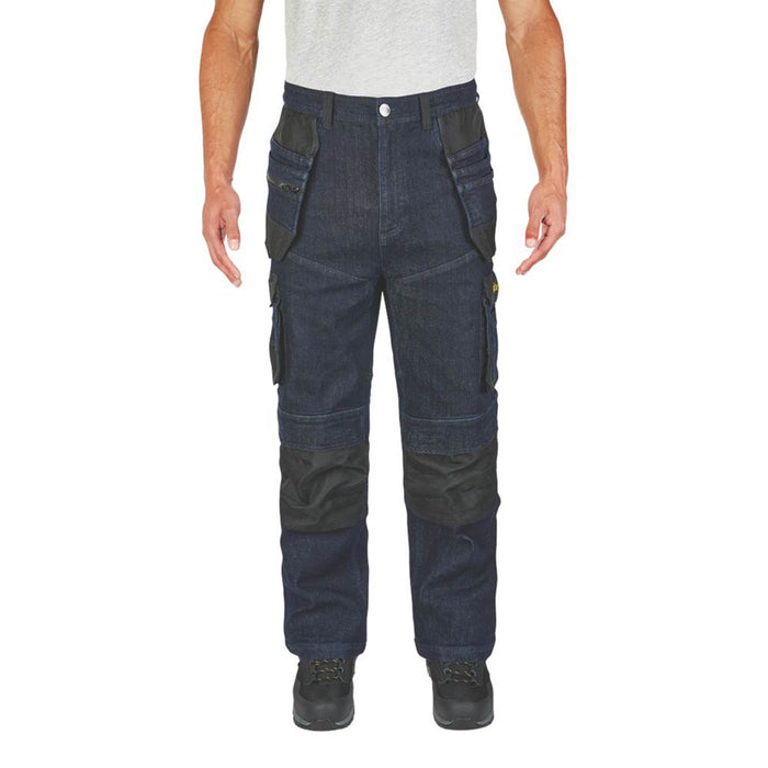 Mens Work Jeans Trousers Breathable Comfort Cargo Denim Multi Pocket 34"W 32"L - Image 3