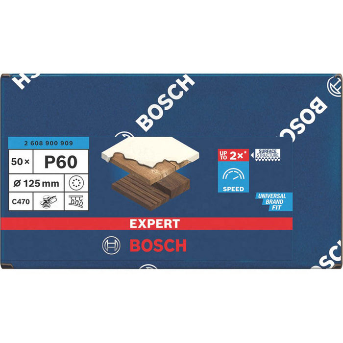 Bosch Expert Sanding Discs Wood C470 60 Grit 8-Hole Punched 125mm 50 Pack - Image 2