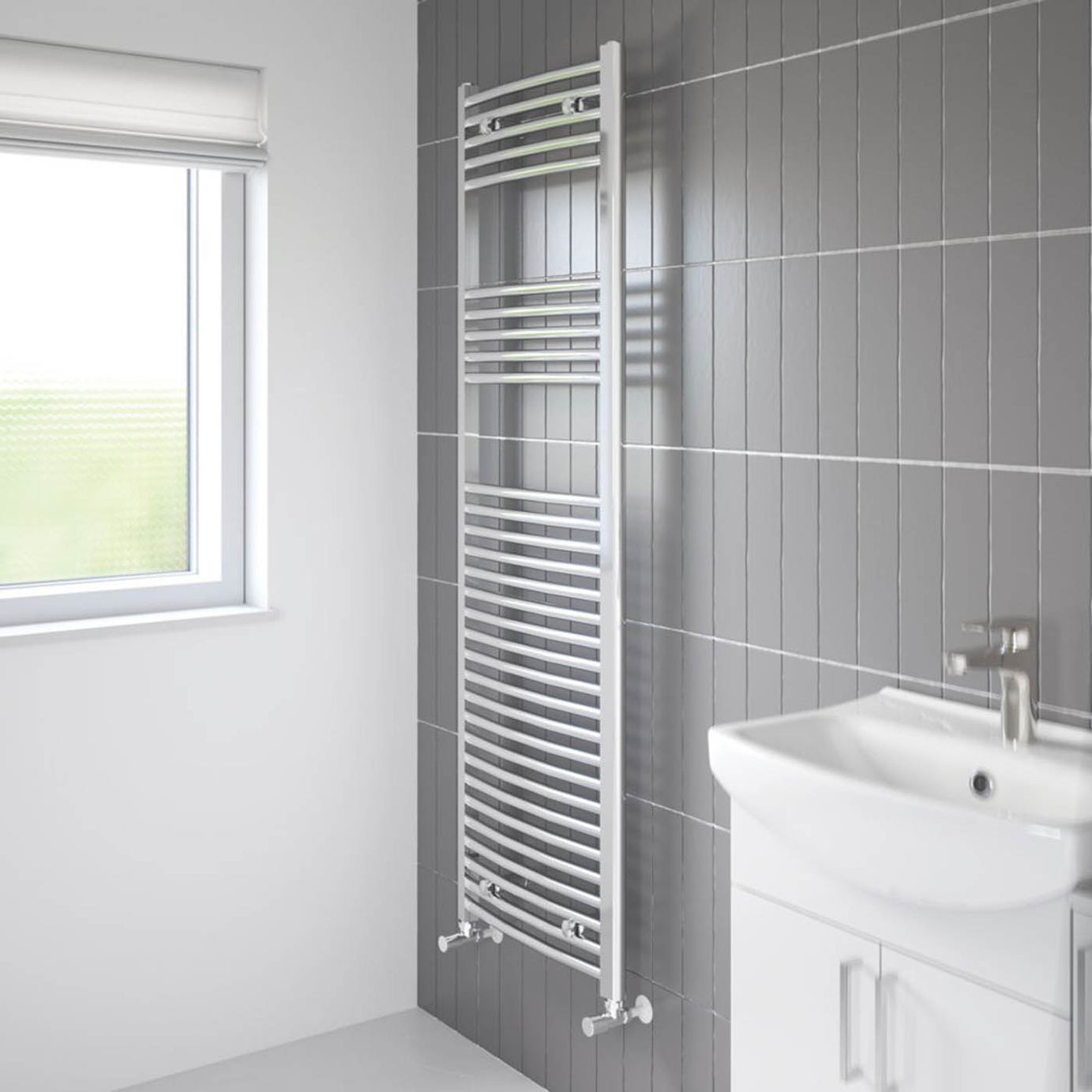 Towel Rail Radiator Curved Chrome Bathroom Warmer Ladder 476W (H)160x(W)50cm - Image 4