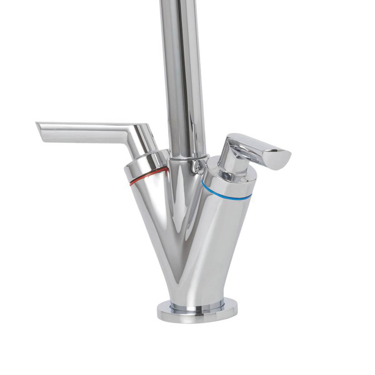 Kitchen Sink Tap Mono Mixer Chrome Ceramic Disc Double Lever Swivel Spout Faucet - Image 5