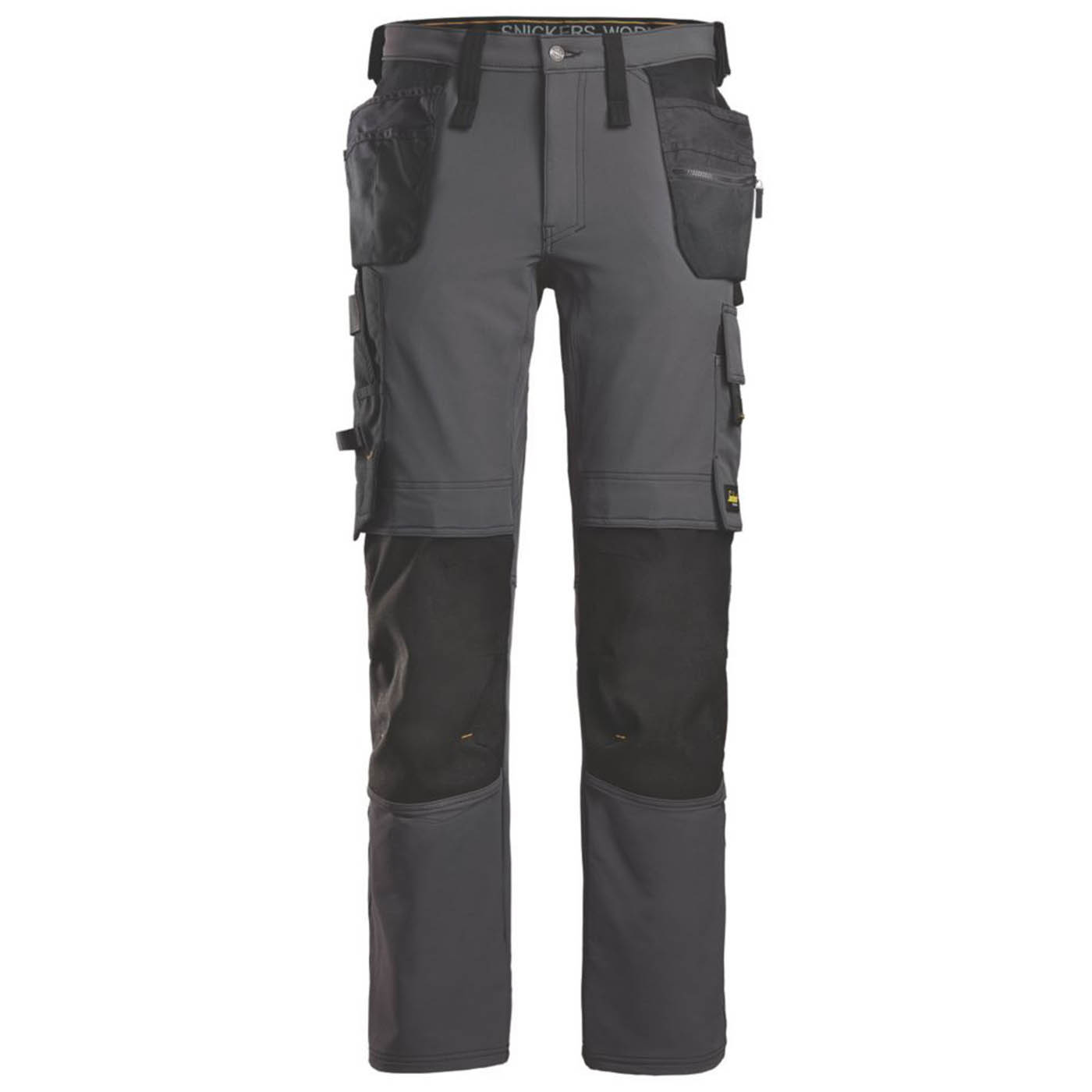 Snickers Mens Work Trousers 6271 Full Stretch Steel Grey/Black 33" W 32" L - Image 1