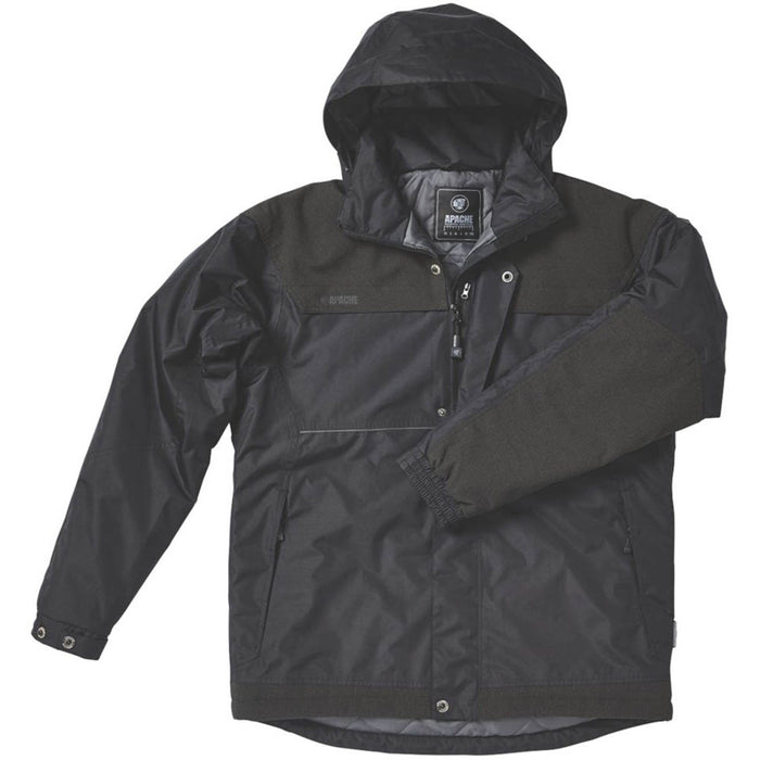 Mens Jacket Waterproof Black Breathable Padded Pockets Hooded Zipped XXL - Image 2