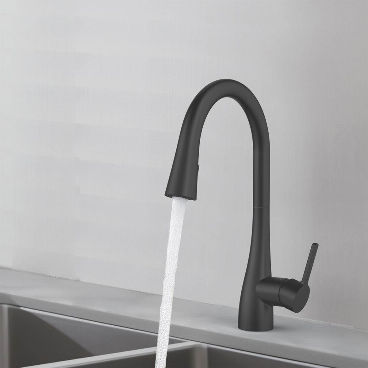 Swirl Kitchen Tap Mono Mixer Black Pull Out Single Lever Modern Faucet - Image 3