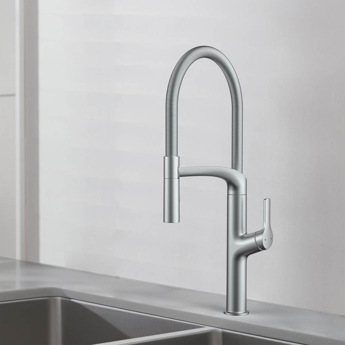 Swirl Kitchen Tap Mixer Stainless Steel Pull Out Single Lever Modern Faucet - Image 2
