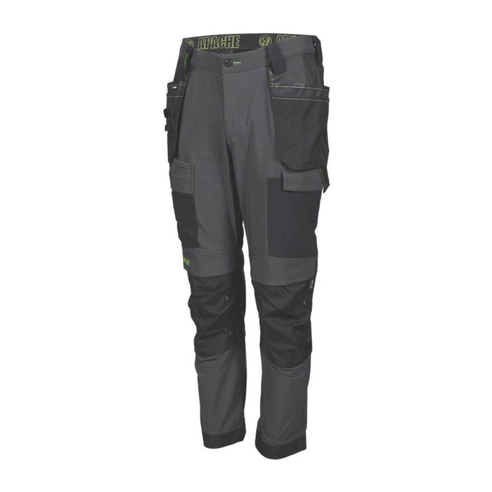 Apache Work Trousers Mens Slim Fit Grey Black Breathable Multi Pockets 38"W 31"L - Image 1